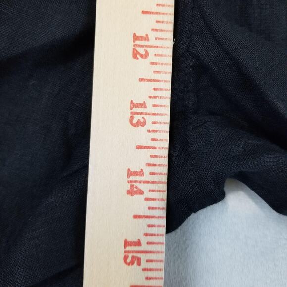 Tahari Pants Womens Large Black Linen Wide Leg Pull On Elastic Waist Pockets - Picture 9 of 11